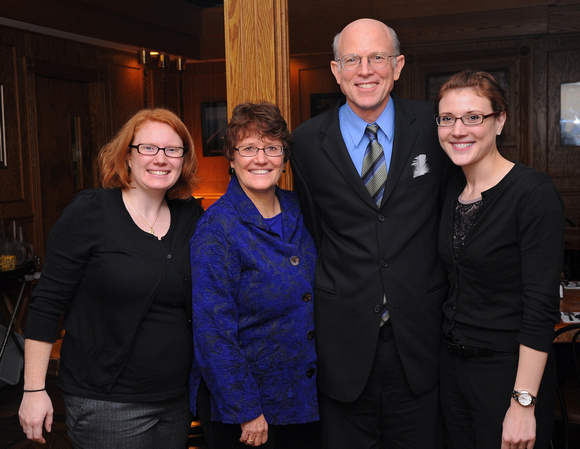 Family portrait at funeral service reception